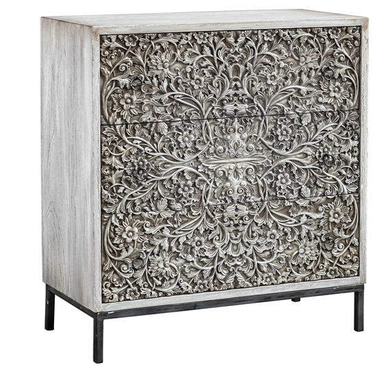 Hand-Carved Mango Wood Cabinet